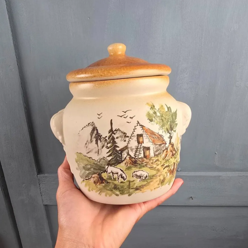 Bonbonnière artisanale vintage Cazalas GET Bagnères 1983 – Décor montagne