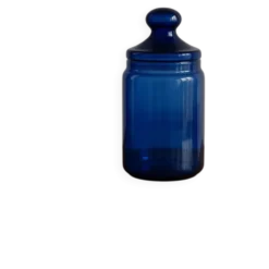 Bonbonnière, bocal hermétique en verre bleu cobalt – France