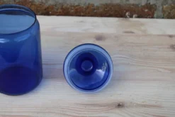 Bonbonnière, bocal hermétique en verre bleu cobalt – France