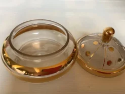 Bonbonnière boîte verre givré et doré