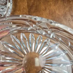 Bonbonnière cristal de Bohême taillé main vintage Tchécoslovaquie