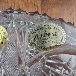 Bonbonnière cristal de Bohême taillé main vintage Tchécoslovaquie