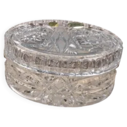 Bonbonnière cristal de Bohême taillé main vintage Tchécoslovaquie