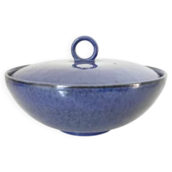 Bonbonnière en céramique bleue foncée