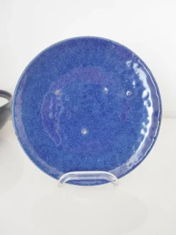 Bonbonnière en céramique bleue foncée