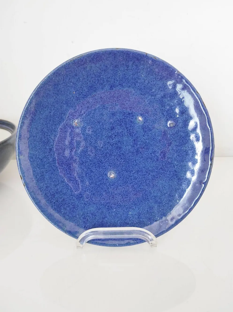Bonbonnière en céramique bleue foncée