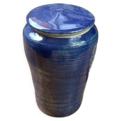 Bonbonnière en grès vernissé bleu