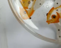Bonbonnière en verre bohémien antique des années 1930, soufflée à la main et peinte, Art Déco