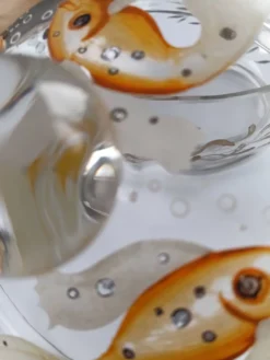 Bonbonnière en verre bohémien antique des années 1930, soufflée à la main et peinte, Art Déco