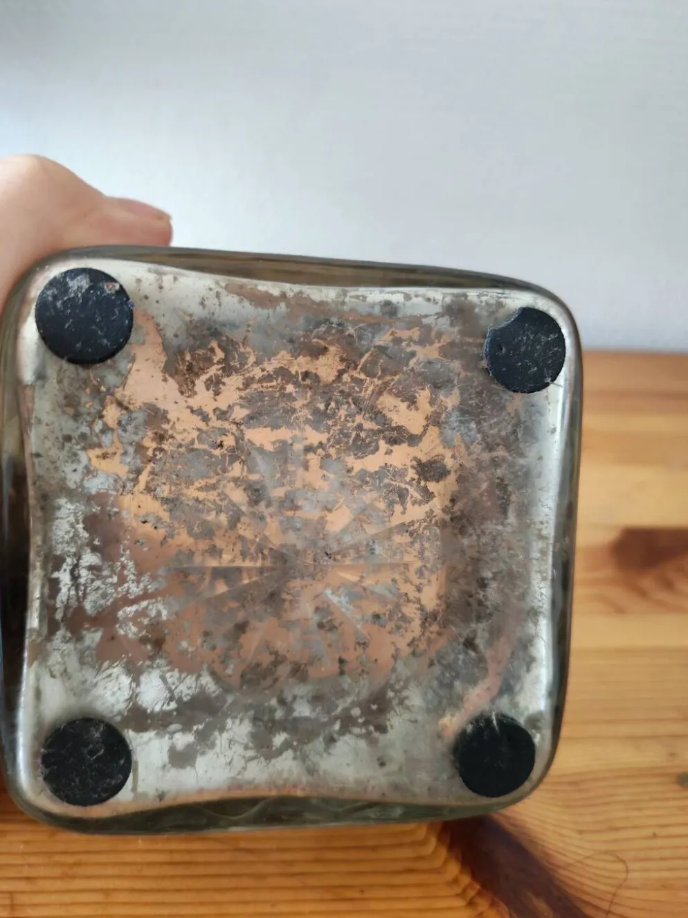 Bonbonnière en verre miroir argenté
