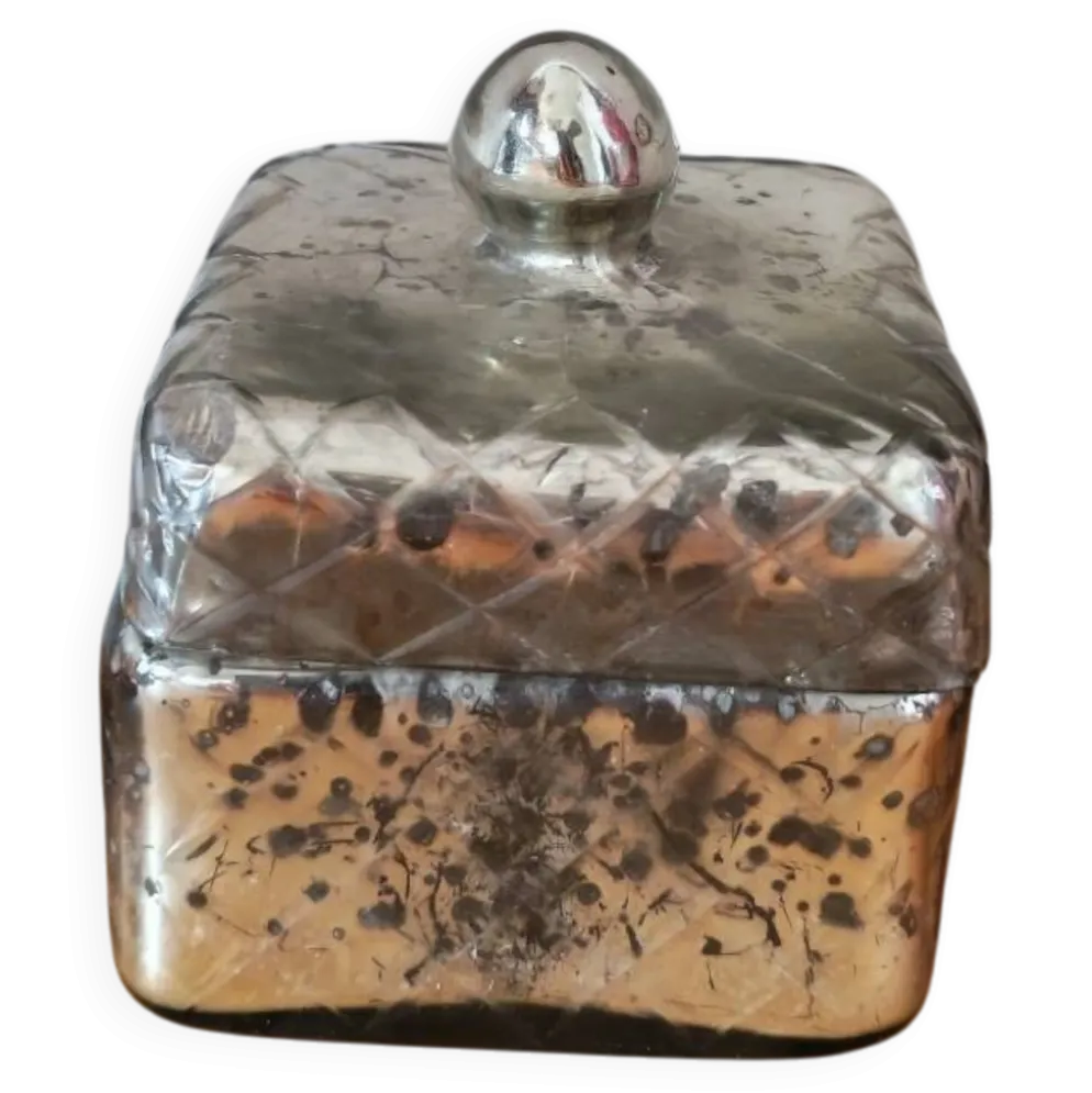 Bonbonnière en verre miroir argenté