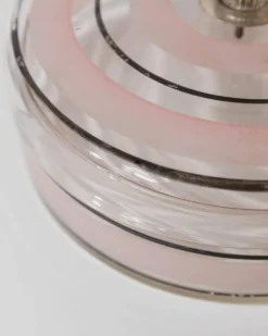 Bonbonnière en verre à rayures rose et noir, art verrier italien années 1960