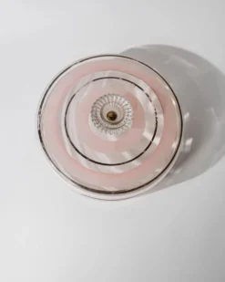 Bonbonnière en verre à rayures rose et noir, art verrier italien années 1960