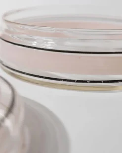 Bonbonnière en verre à rayures rose et noir, art verrier italien années 1960