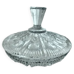 Bonbonnière en Verre Taillé / Cristal Décor Végétal Géométrique