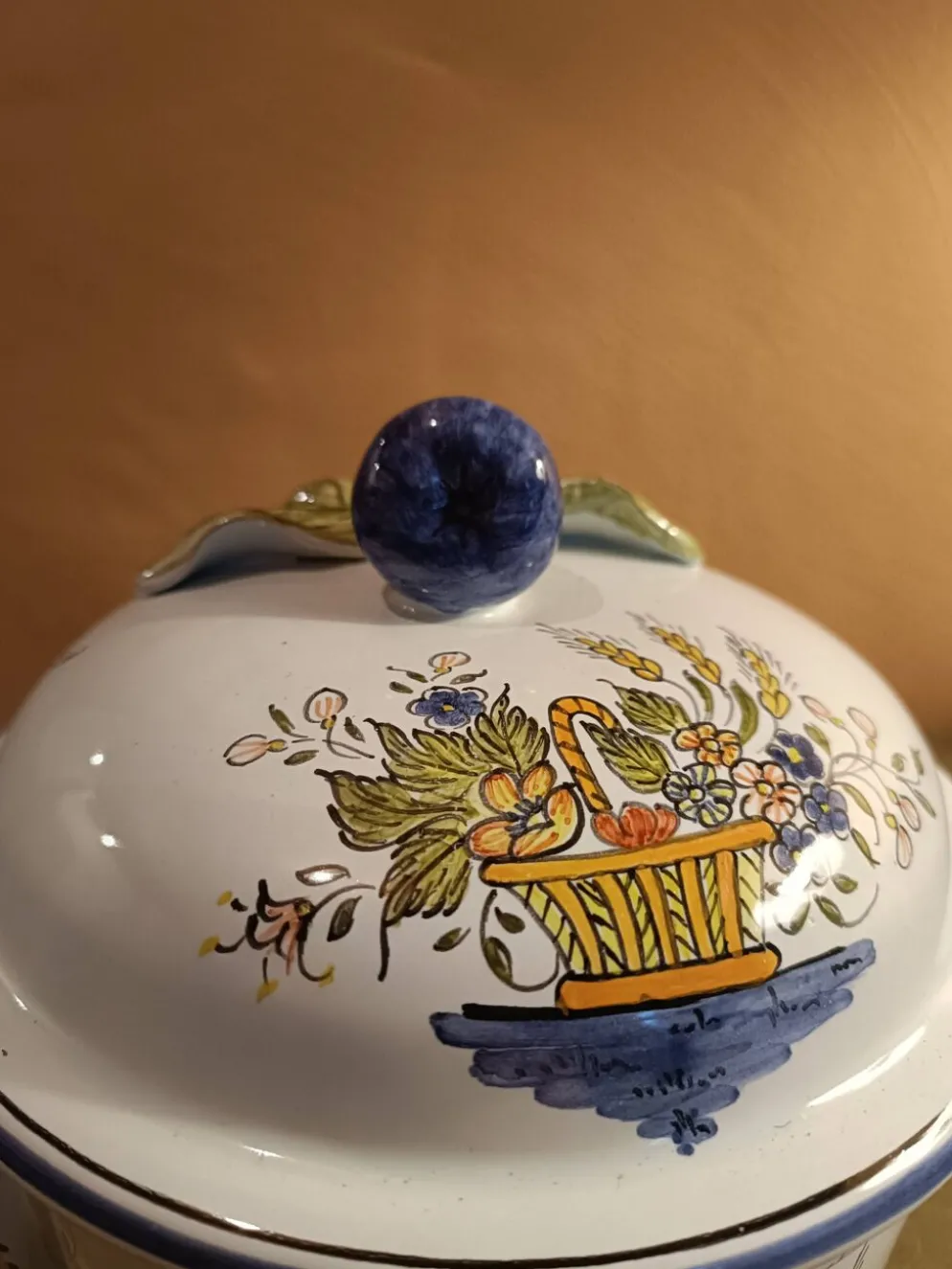 Bonbonnière faïence décor main