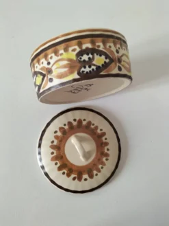 Bonbonnière HB Quimper décor géométrique 70s