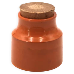 Bonbonnière orange en céramique de Mado Jolain, années 50