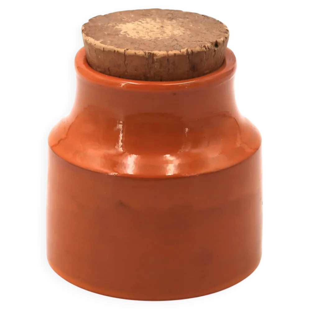 Bonbonnière orange en céramique de Mado Jolain, années 50