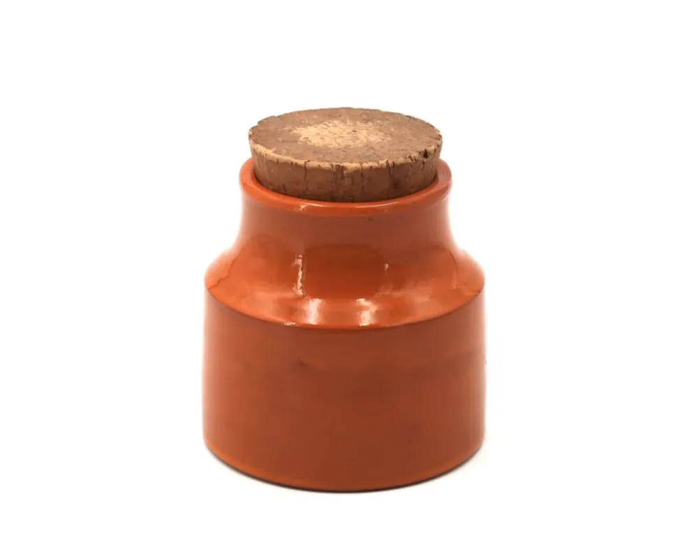 Bonbonnière orange en céramique de Mado Jolain, années 50