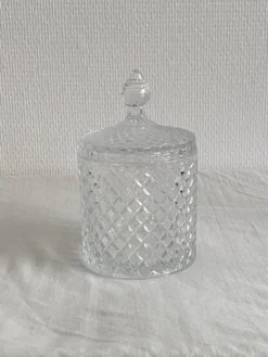 Bonbonnière / pot à coton en verre moulé effet cristal