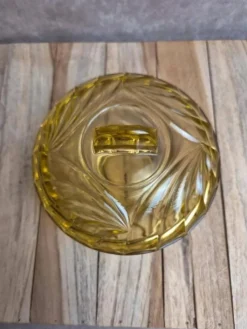 Bonbonnière vintage en verre ambré Made in France
