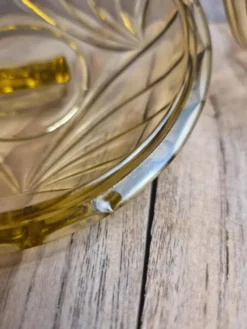 Bonbonnière vintage en verre ambré Made in France