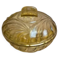 Bonbonnière vintage en verre ambré Made in France
