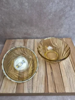 Bonbonnière vintage en verre ambré Made in France