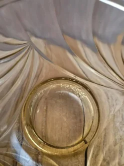 Bonbonnière vintage en verre ambré Made in France