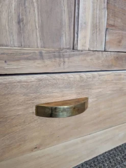 Bonnetière parisienne ancienne avec miroir en bois brut restauré