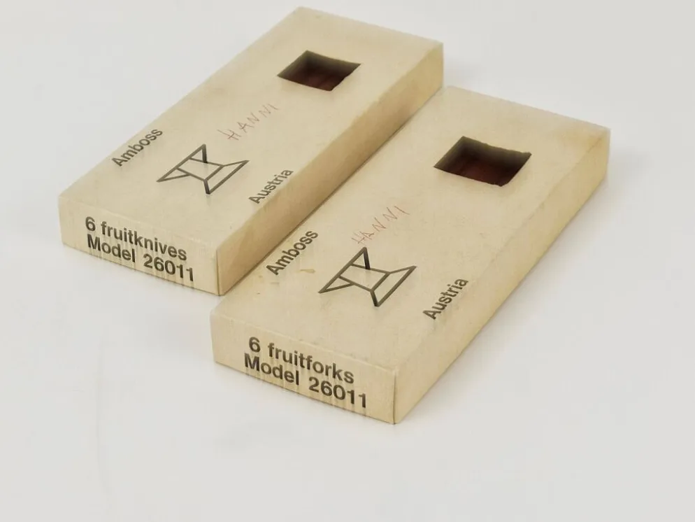 Boîte Amboss Milieu du Siècle 6 Couteaux et 6 Fourchettes, Couverts, Autriche, années 1950