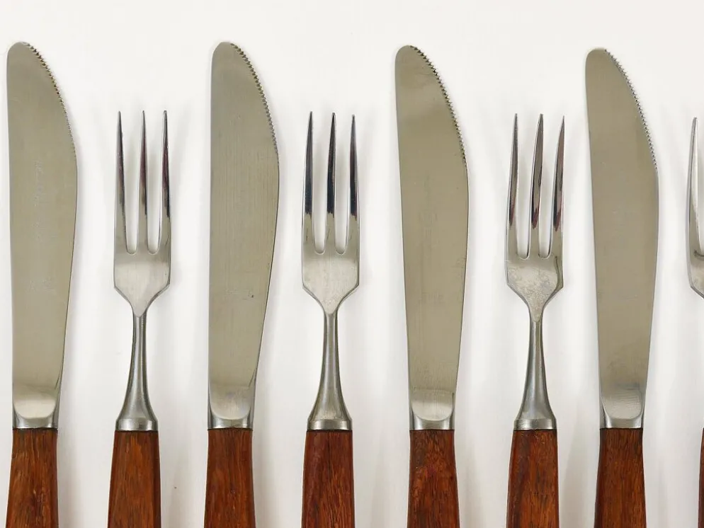 Boîte Amboss Milieu du Siècle 6 Couteaux et 6 Fourchettes, Couverts, Autriche, années 1950