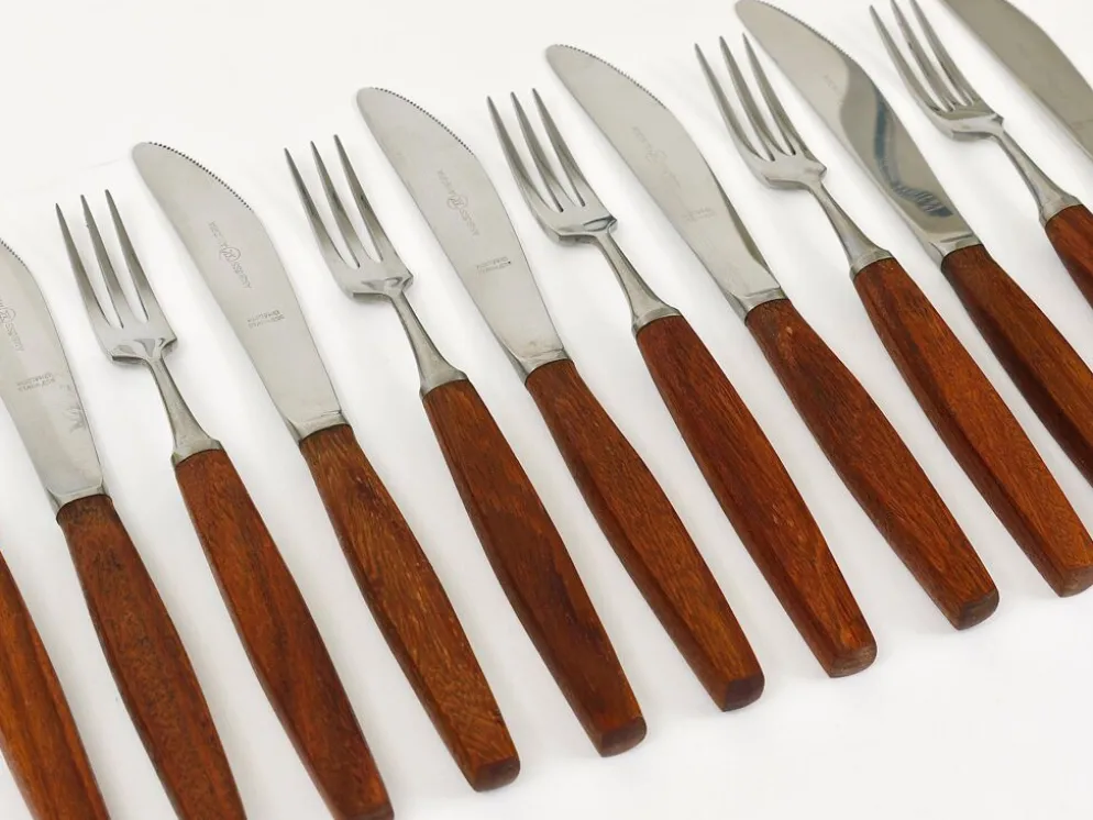 Boîte Amboss Milieu du Siècle 6 Couteaux et 6 Fourchettes, Couverts, Autriche, années 1950