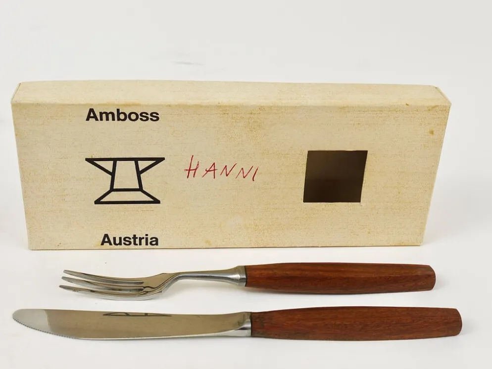 Boîte Amboss Milieu du Siècle 6 Couteaux et 6 Fourchettes, Couverts, Autriche, années 1950