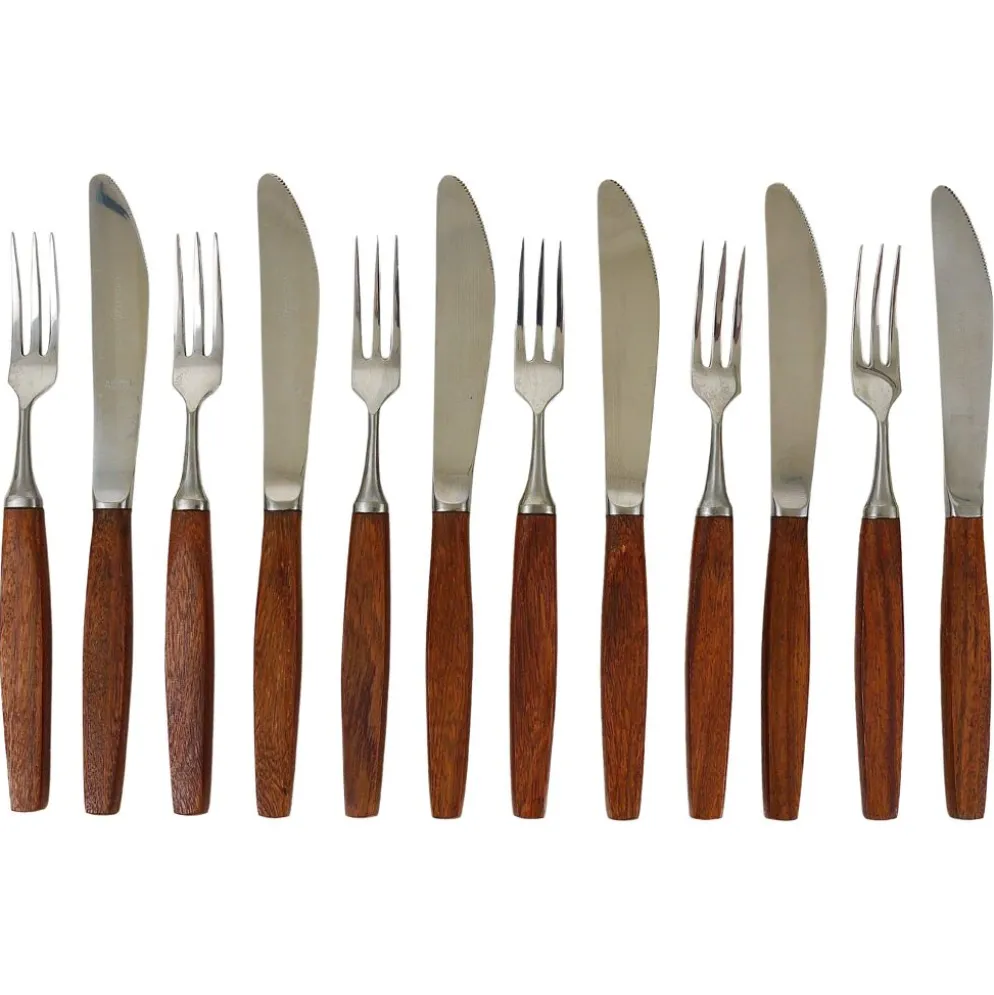 Boîte Amboss Milieu du Siècle 6 Couteaux et 6 Fourchettes, Couverts, Autriche, années 1950