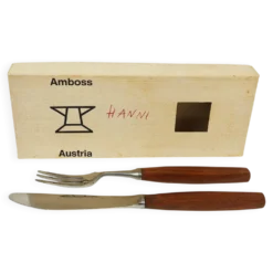 Boîte Amboss Milieu du Siècle 6 Couteaux et 6 Fourchettes, Couverts, Autriche, années 1950