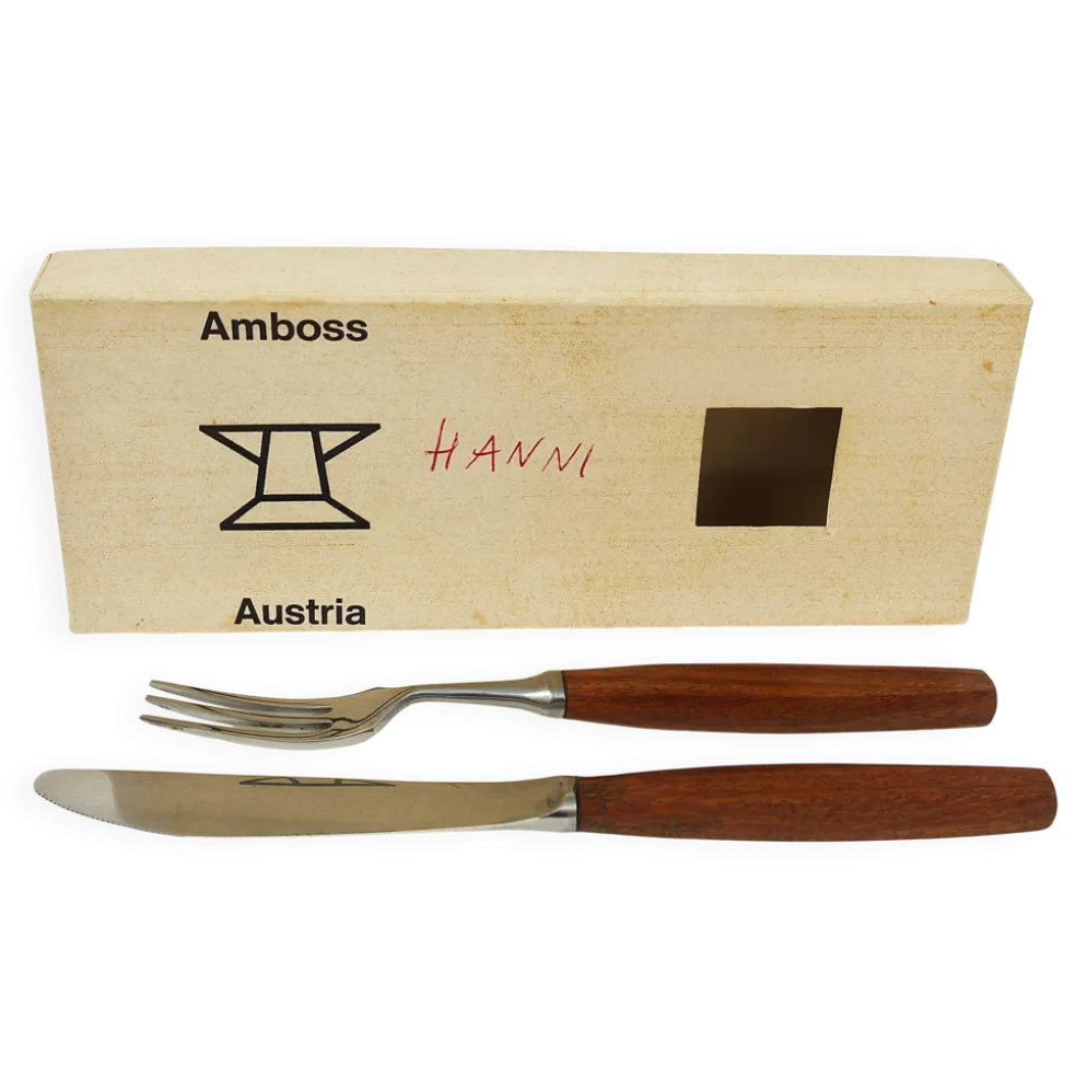 Boîte Amboss Milieu du Siècle 6 Couteaux et 6 Fourchettes, Couverts, Autriche, années 1950
