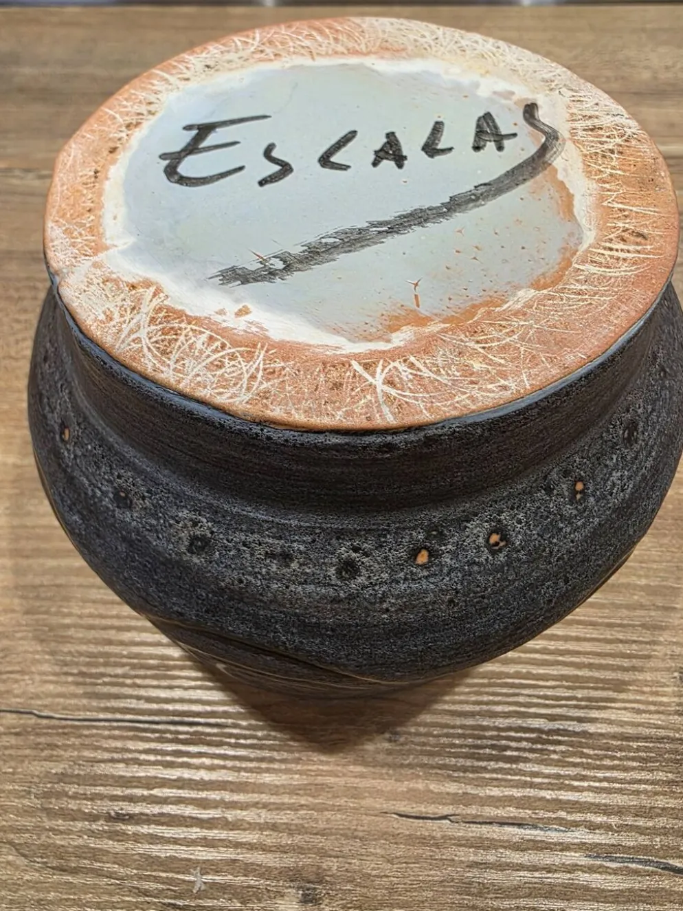 Boîte couverte / Sucrier céramique Vallauris Agnès Escala Années 60