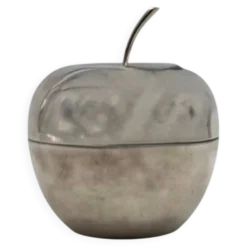 Boîte décorative en forme de pomme en argent massif, Christofle France années 1970