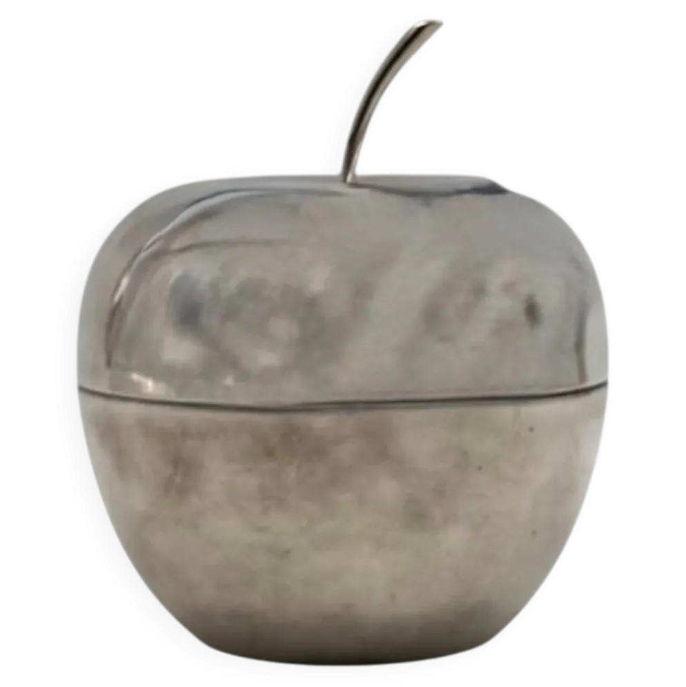 Boîte décorative en forme de pomme en argent massif, Christofle France années 1970