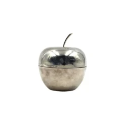Boîte décorative en forme de pomme en argent massif, Christofle France années 1970