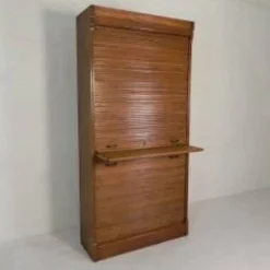 Boîte à rideaux roulants de 229 cm de haut avec deux rideaux l'un au-dessus de l'autre, années 1930