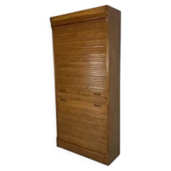 Boîte à rideaux roulants de 229 cm de haut avec deux rideaux l'un au-dessus de l'autre, années 1930