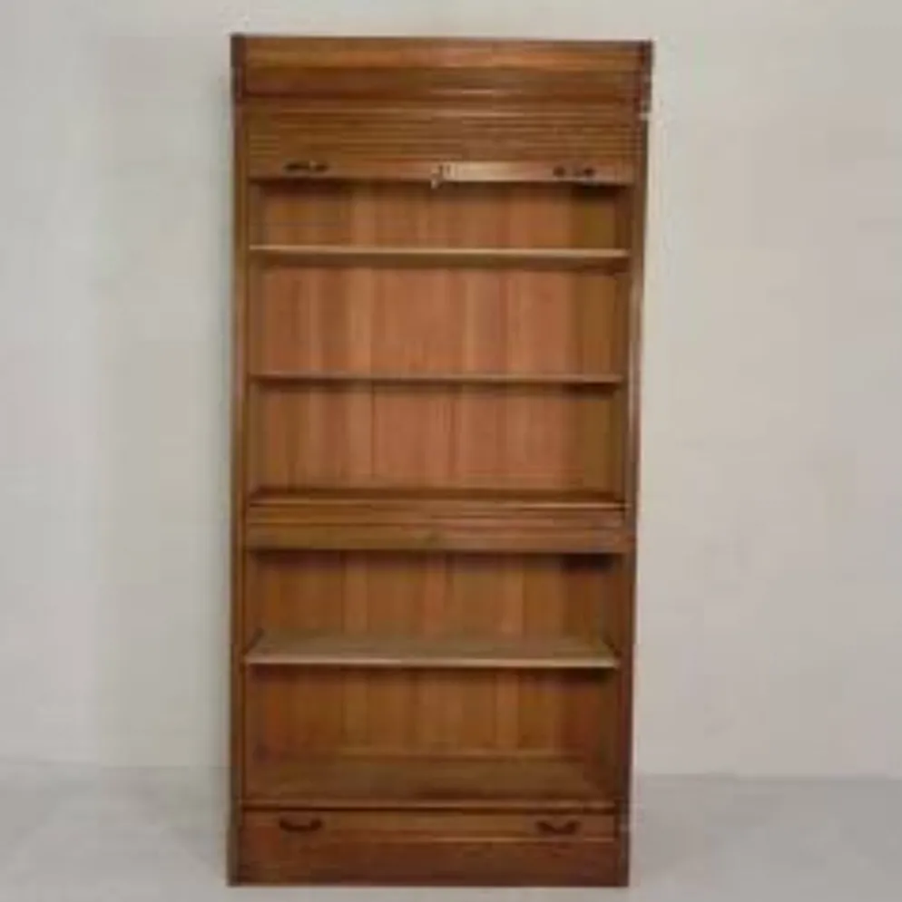 Boîte à rideaux roulants de 229 cm de haut avec deux rideaux l'un au-dessus de l'autre, années 1930