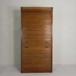 Boîte à rideaux roulants de 229 cm de haut avec deux rideaux l'un au-dessus de l'autre, années 1930