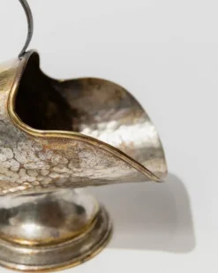 Boîte à sucre en argent plaqué, sculptée à la main, avec cuillère doseuse - Décor de table rétro italien des années 1920