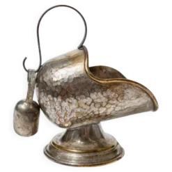Boîte à sucre en argent plaqué, sculptée à la main, avec cuillère doseuse - Décor de table rétro italien des années 1920