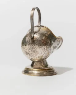 Boîte à sucre en argent plaqué, sculptée à la main, avec cuillère doseuse - Décor de table rétro italien des années 1920