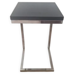 Bout de canapé en C design contemporain — Acier chromé lourd et platea